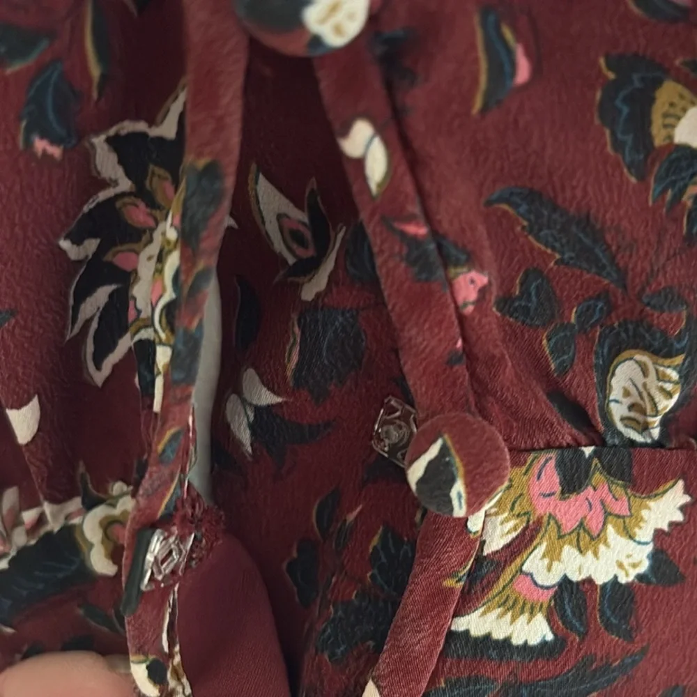 Veronica Beard Riggins Silk Floral Print Flounced Mini Dress in Bordeaux - 10